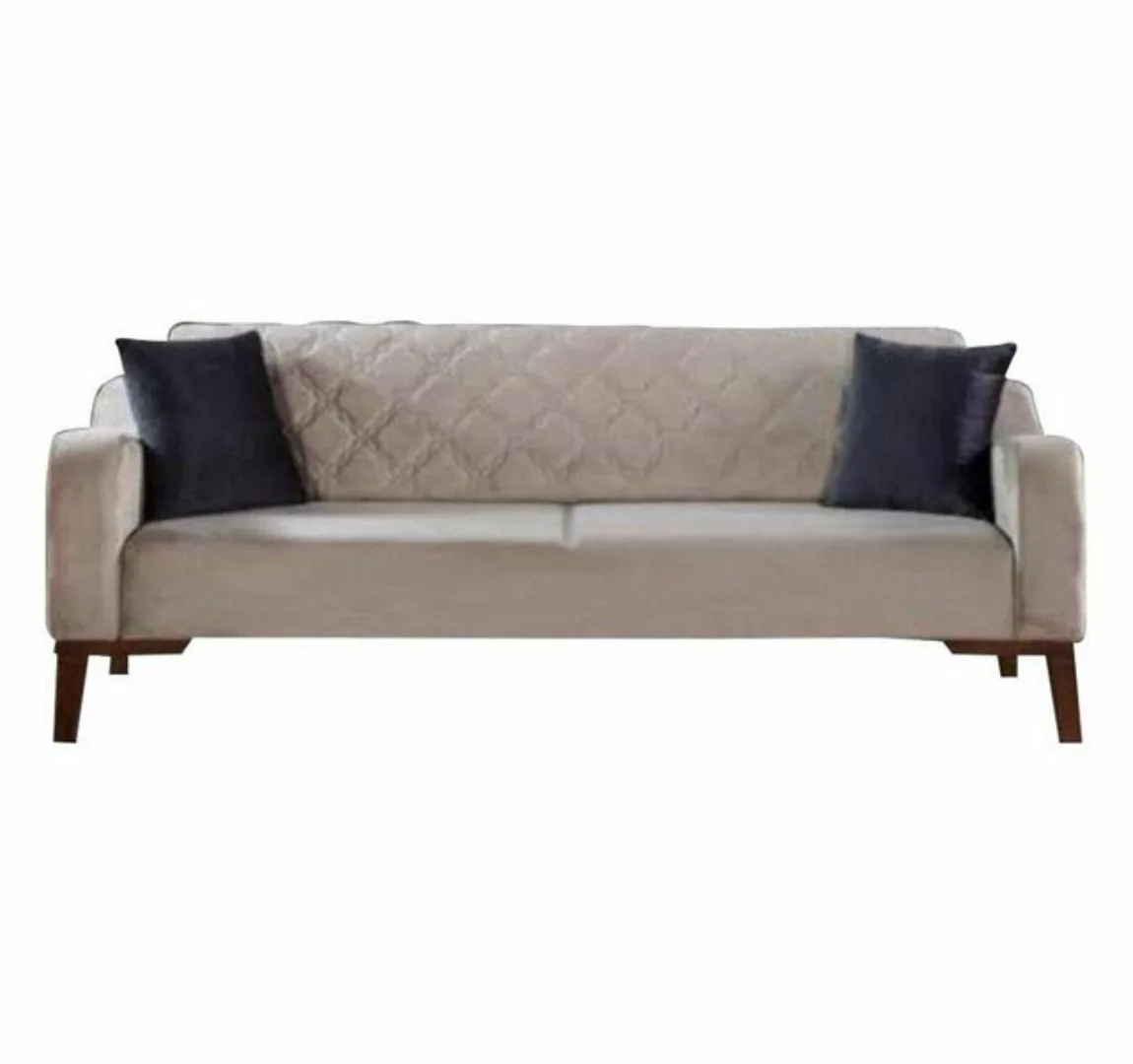 JVmoebel Sofa Beige Dreisitzer Samt Couch Couchen Sofa Elegante Sitzmöbel, günstig online kaufen