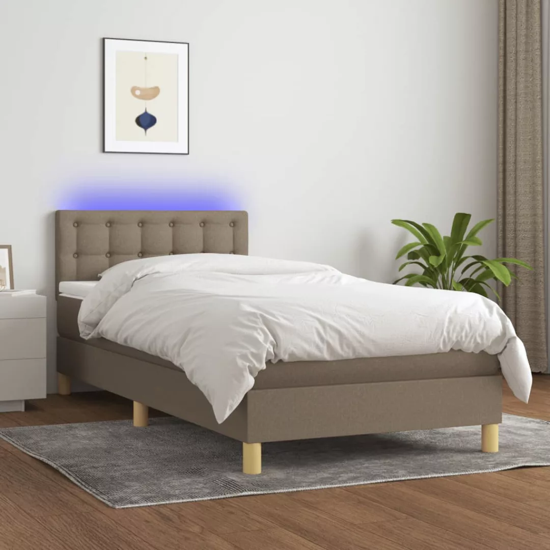vidaXL Bettgestell Boxspringbett mit Matratze LED Taupe 100x200 cm Stoff Be günstig online kaufen
