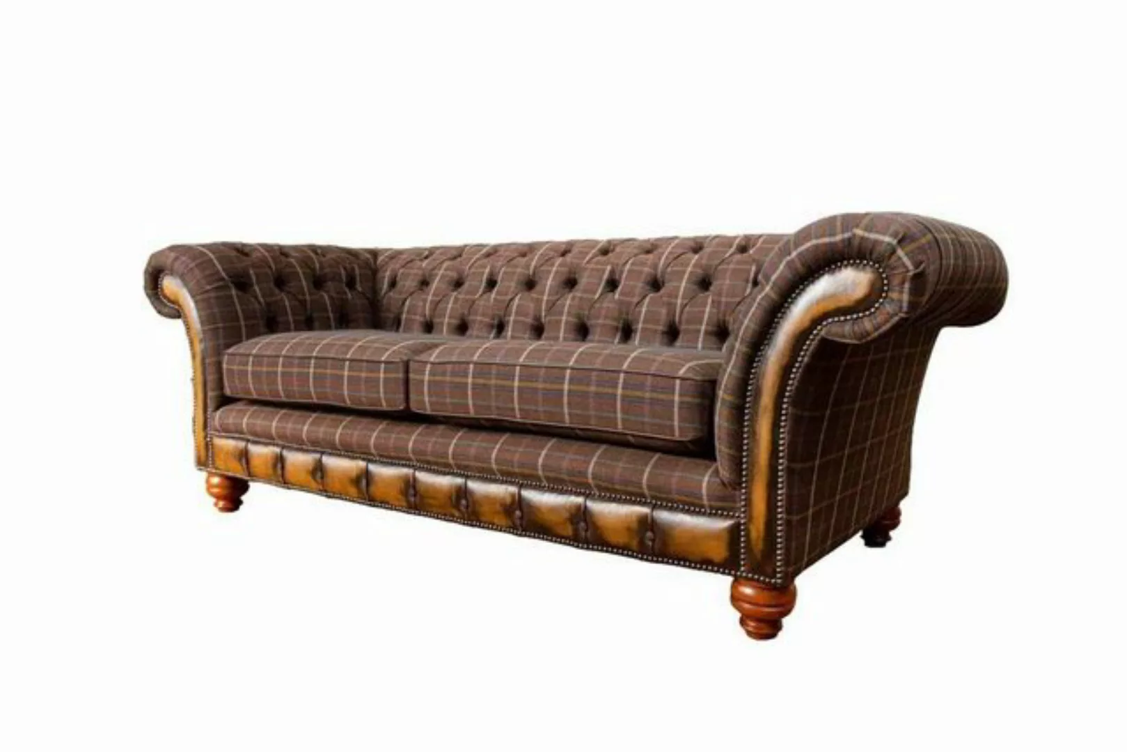 JVmoebel Sofa Brauner Chesterfield 3 Sitzer Couch Polster Textil Couchen Wo günstig online kaufen
