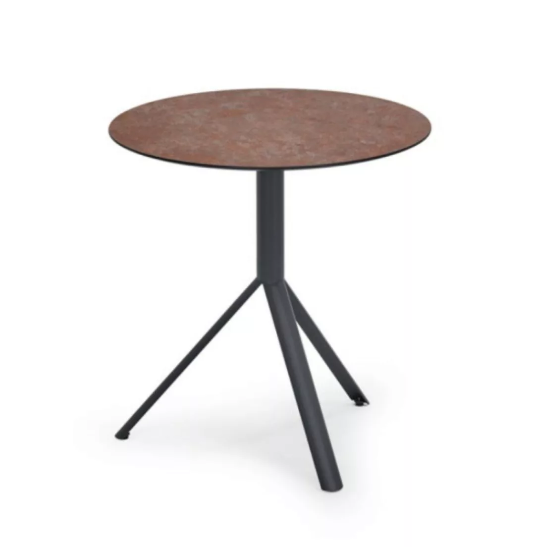 Trio Outdoor Bistrotisch rund Graumetallic HPL Corten ∅70 cm günstig online kaufen