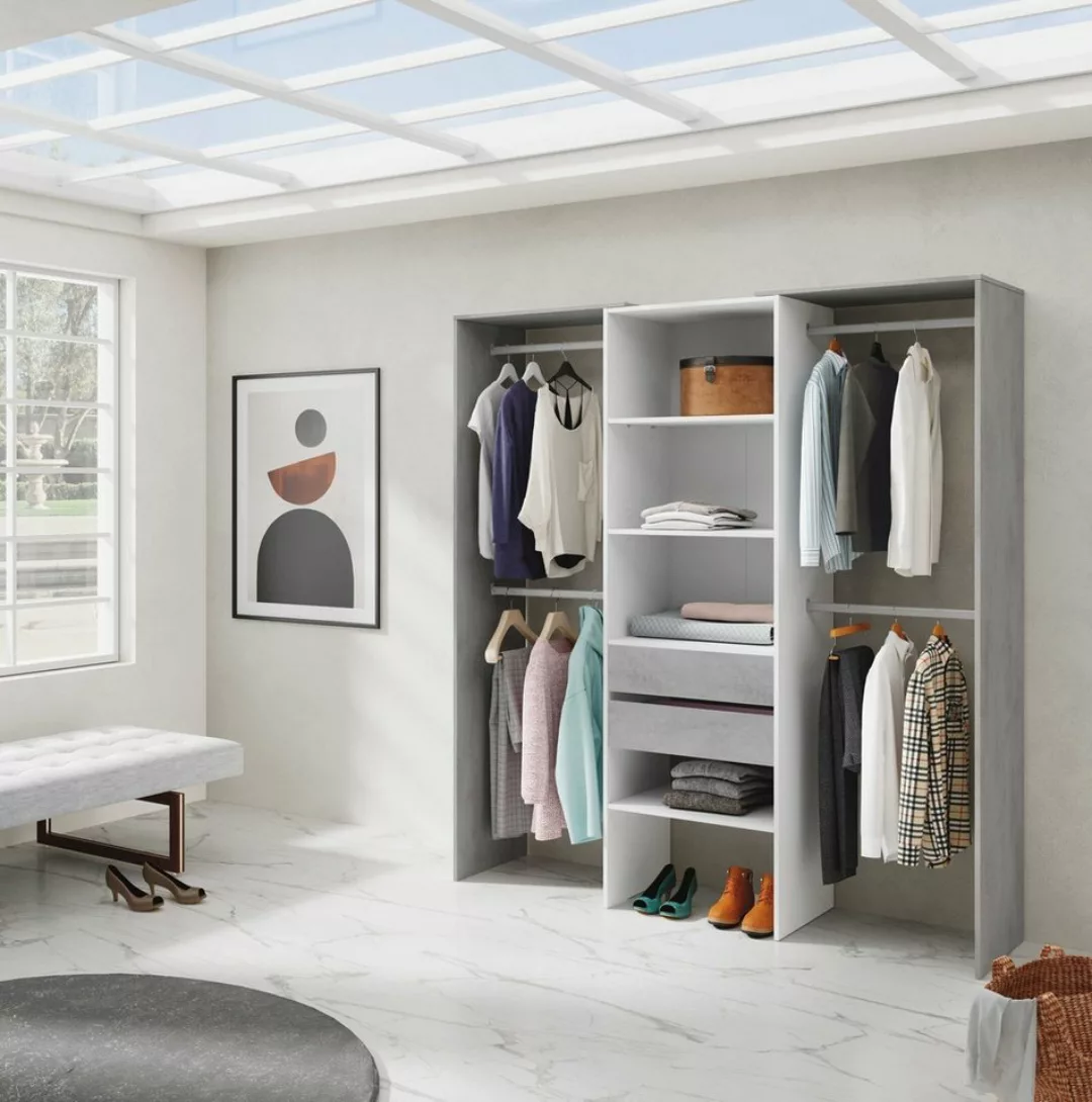 FORES HABITAT Kleiderschrank in Artik-Weiß / Beton Grau - 179x202x50 (BxHxT günstig online kaufen