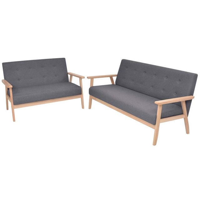 vidaXL Sofa Sofa-Set 2-tlg Stoff Dunkelgrau günstig online kaufen