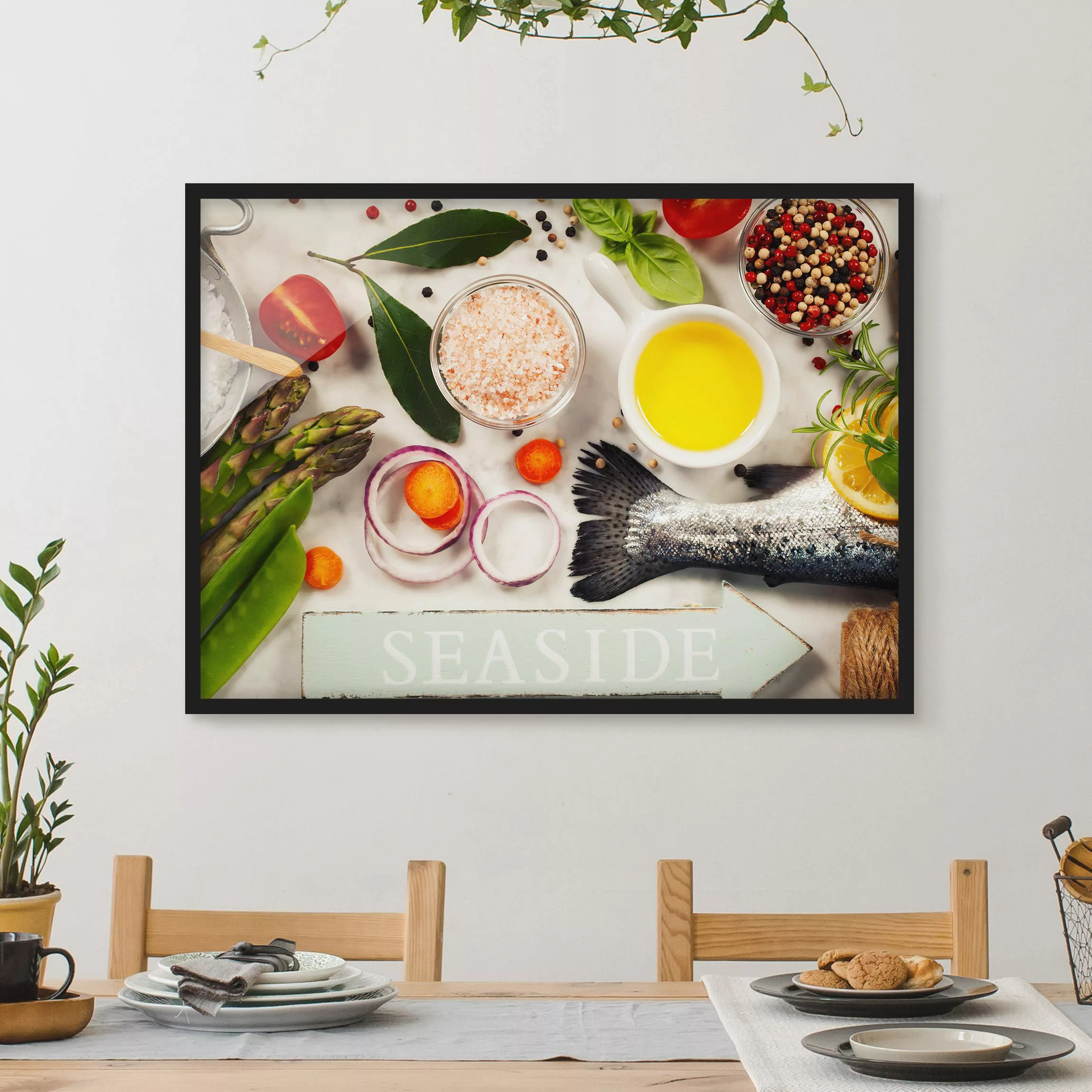 Bild mit Rahmen Küche - Querformat Seaside günstig online kaufen