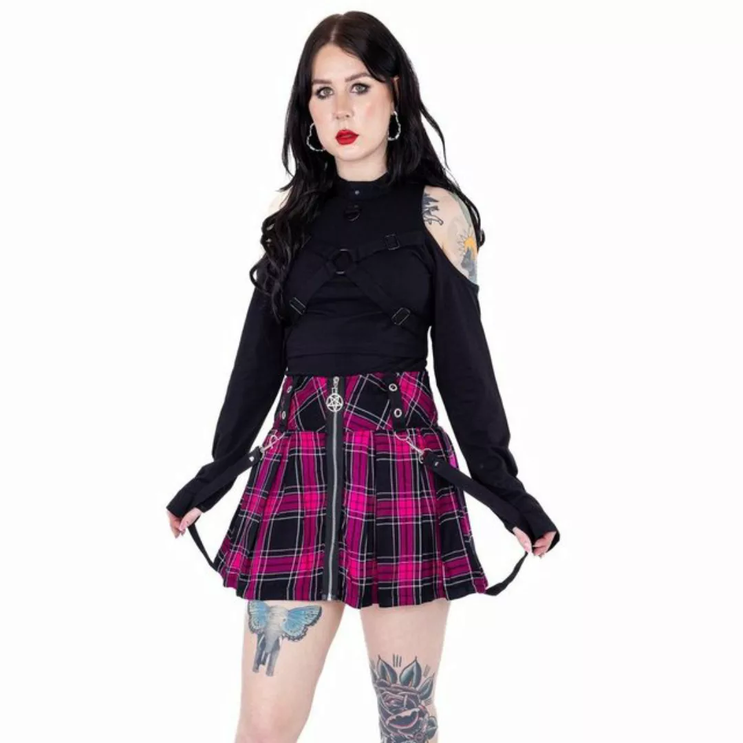 Heartless A-Linien-Rock Juniper Nu Goth Tartan Kariert Gothic Riemen Straps günstig online kaufen