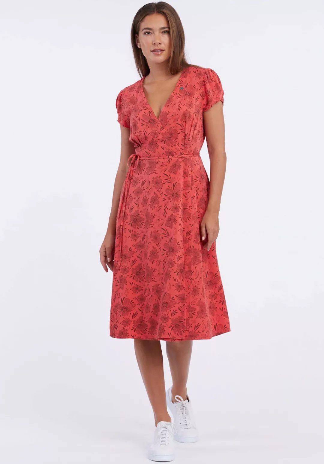 Ragwear Sommerkleid LOWENNA Ausschnitt mit Wickeleffekt und Taillen Bindeba günstig online kaufen