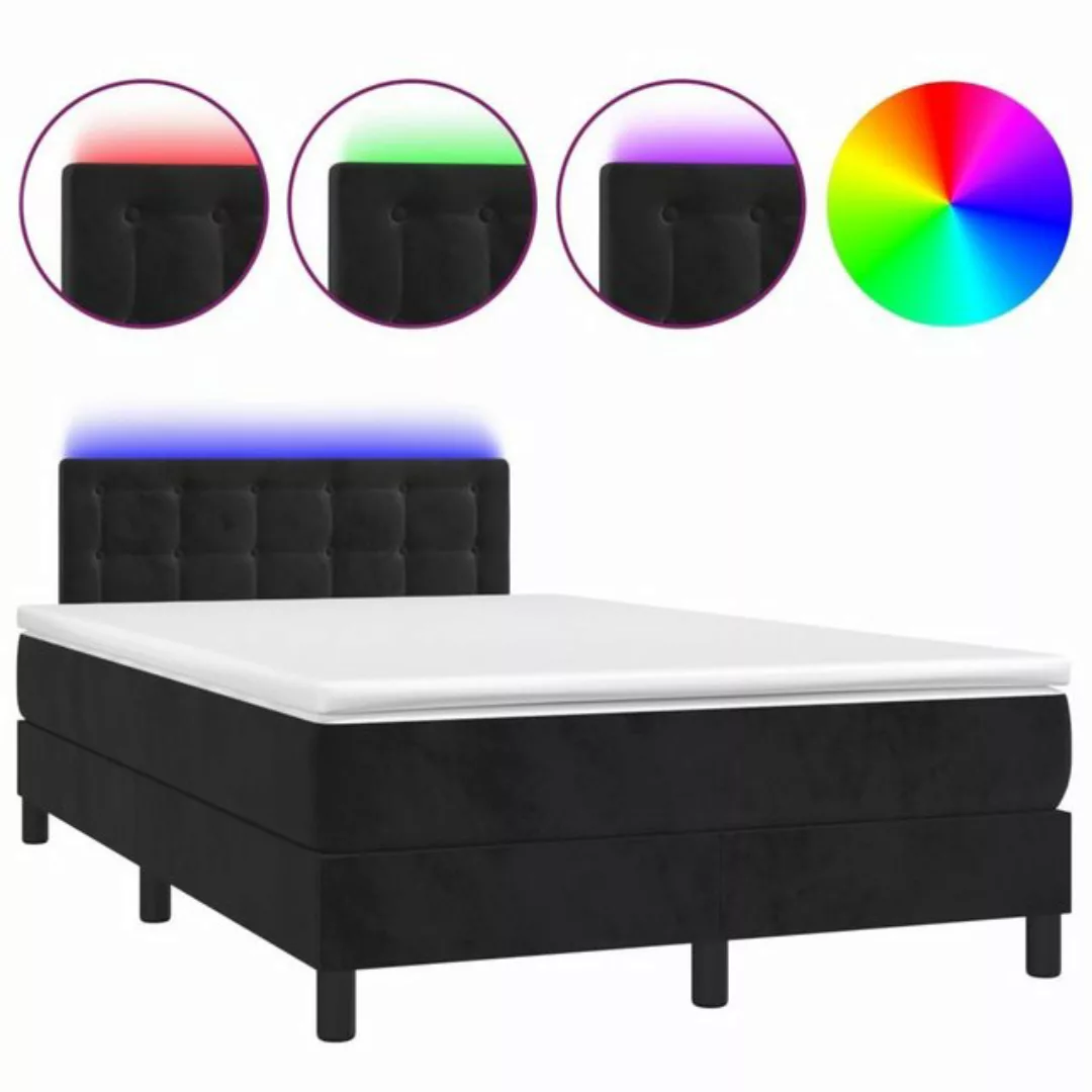 vidaXL Boxspringbett Boxspringbett mit Matratze LED Schwarz 120x200 cm Samt günstig online kaufen