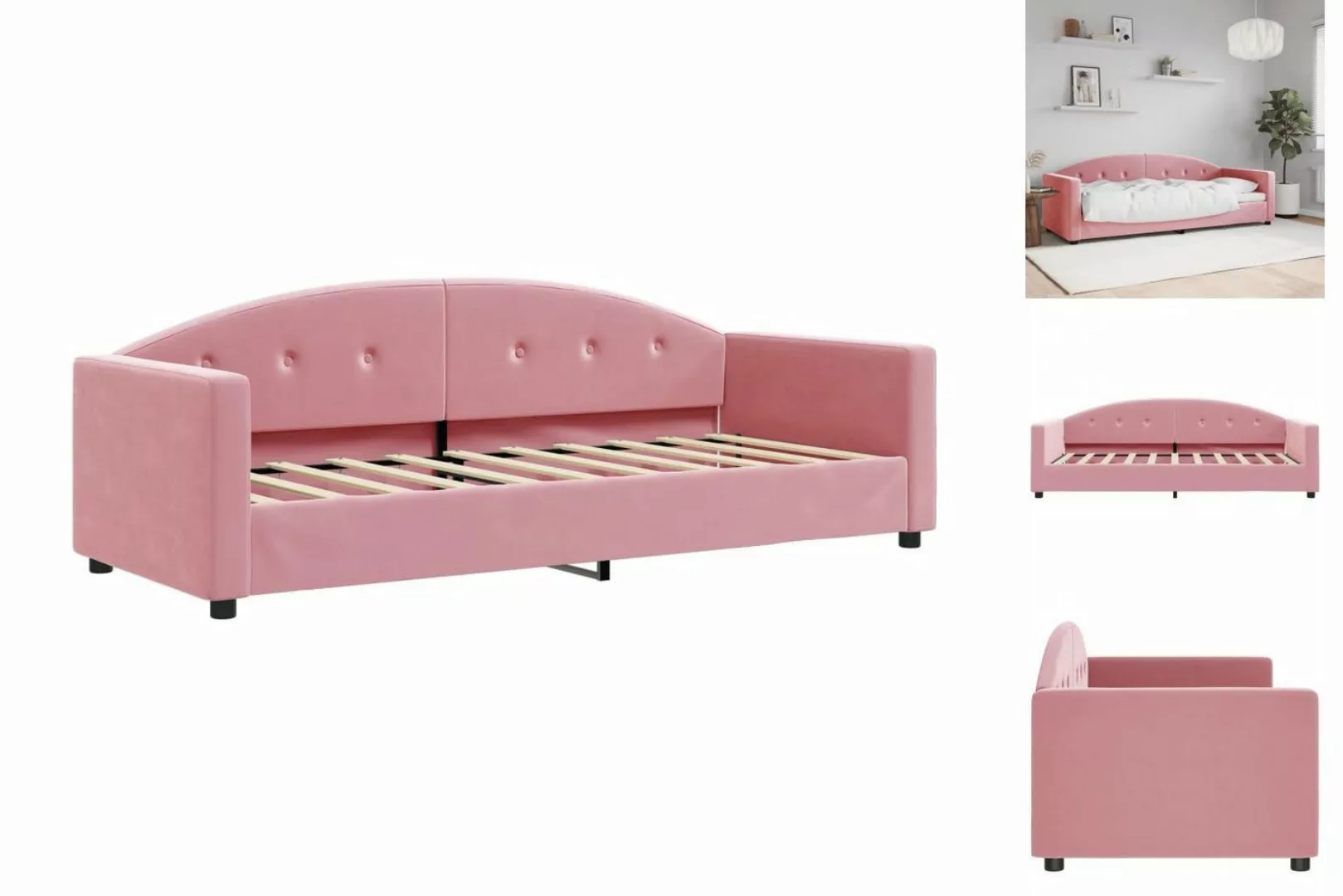 vidaXL Gästebett Gästebett Tagesbett Rosa 80x200 cm Samt Bett Bettgestell günstig online kaufen