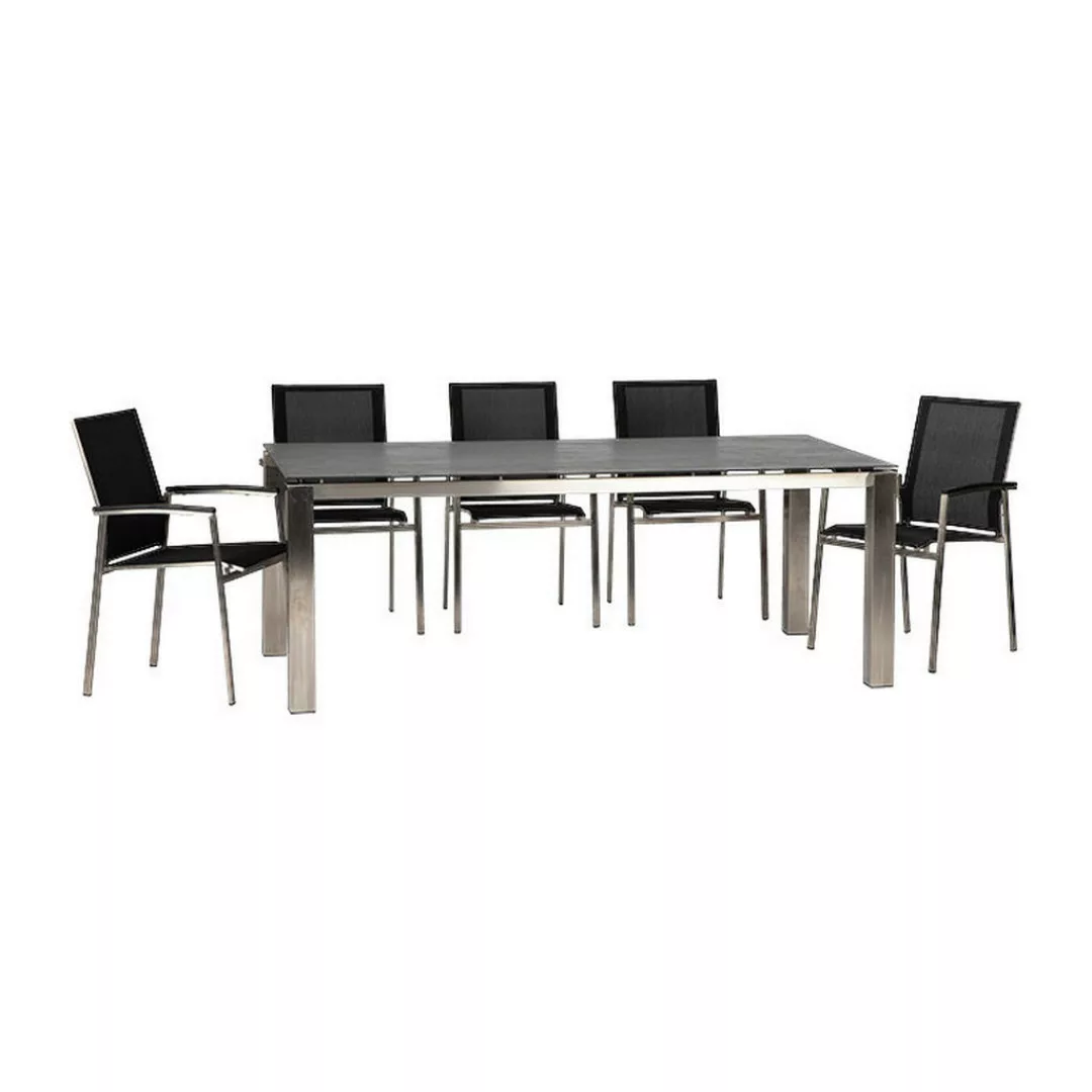 Acamp Set 4x Stapelsessel Auris Tisch Auris 200x100 cm Edelstahl-Metalica D günstig online kaufen