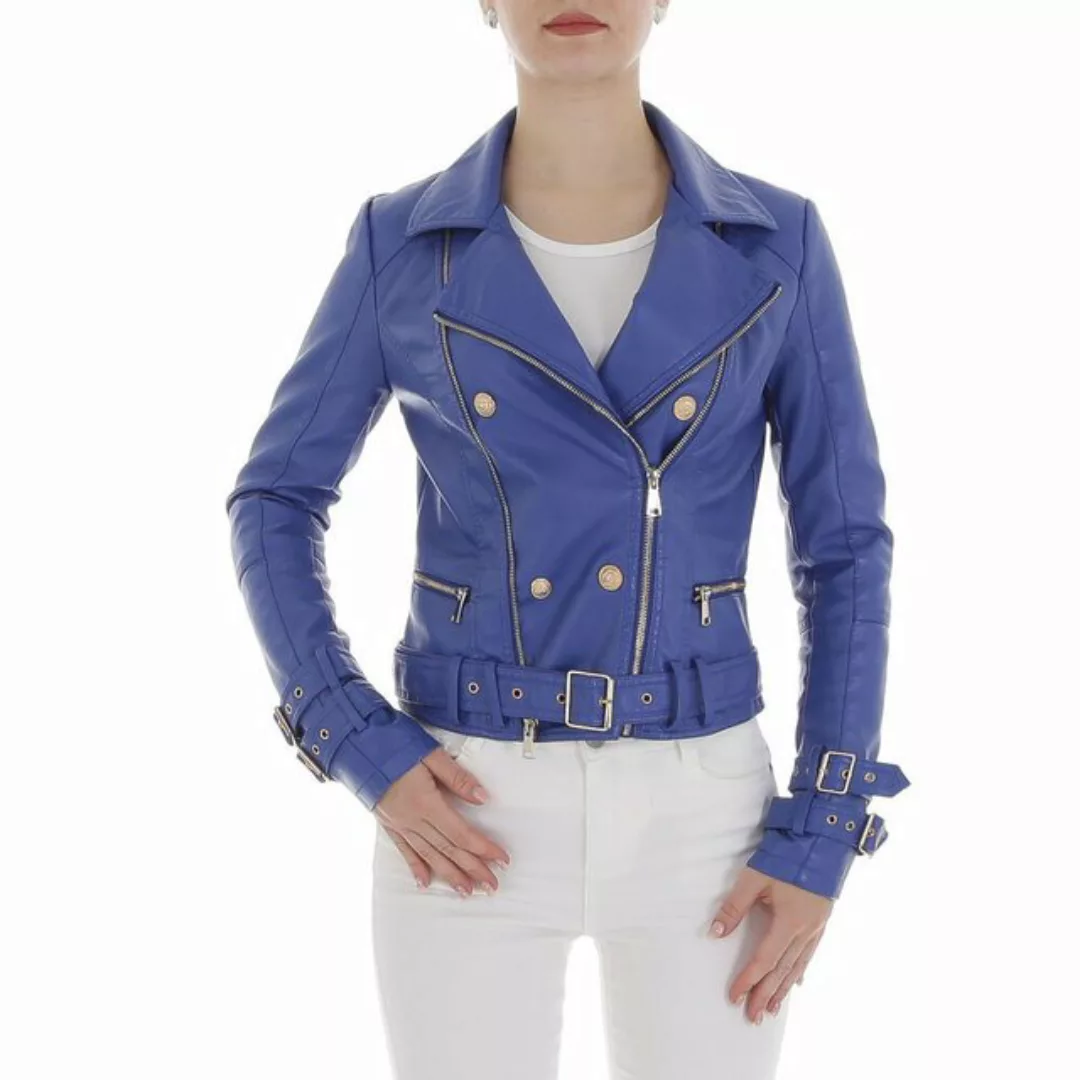 Ital-Design Lederimitatjacke Damen Freizeit (87123872) Bikerjacke in Blau günstig online kaufen