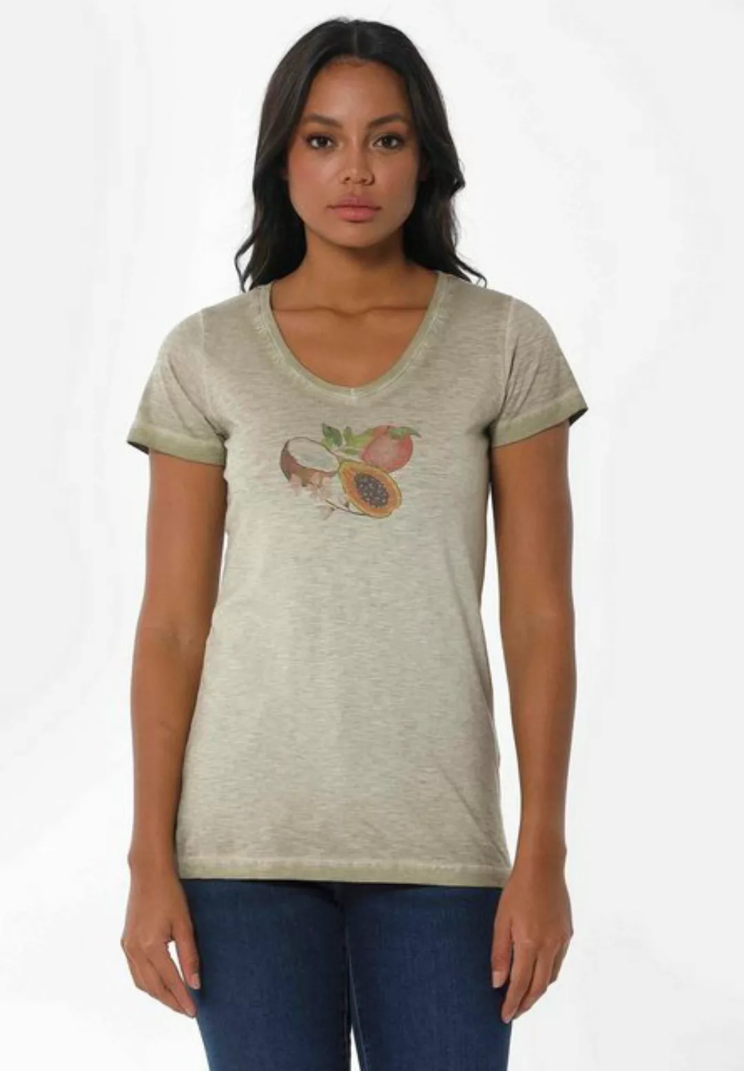 ORGANICATION T-Shirt Women's Garment-Dyed Printed T-shirt in Mango günstig online kaufen