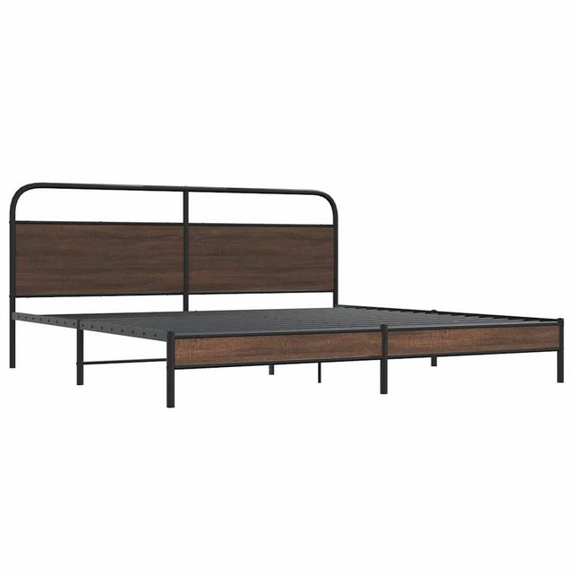 vidaXL Bett Metallbett ohne Matratze Braun Eichen-Optik 183x213 cm günstig online kaufen