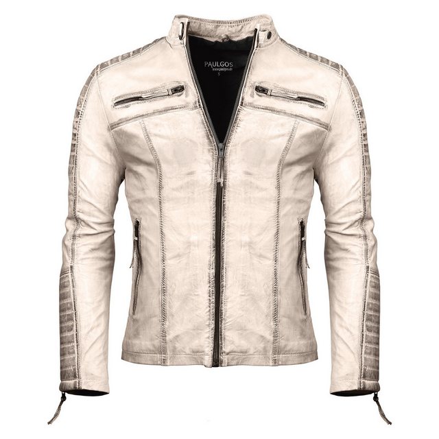 PAULGOS Lederjacke Herren Jacke Übergangsjacke Biker Look 100% Echtleder D1 günstig online kaufen