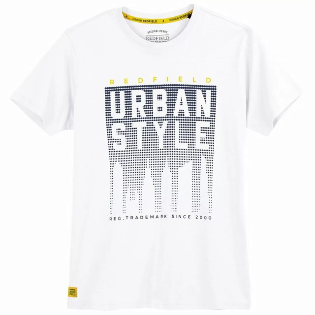 redfield Rundhalsshirt Große Größen Herren T-Shirt weiß Print Urban Style R günstig online kaufen