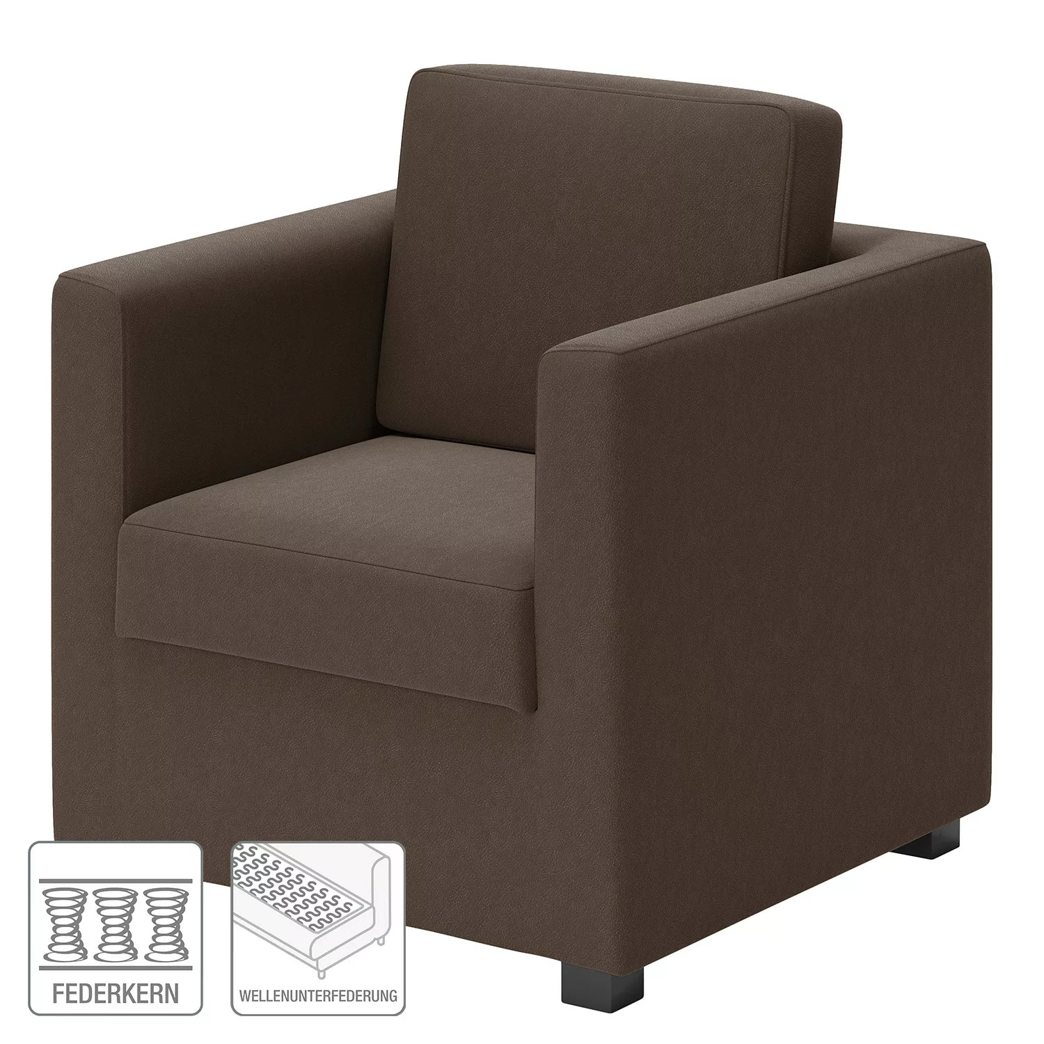 home24 loftscape Sessel Deven I Dunkelbraun Echtleder 74x83x74 cm (BxHxT) günstig online kaufen