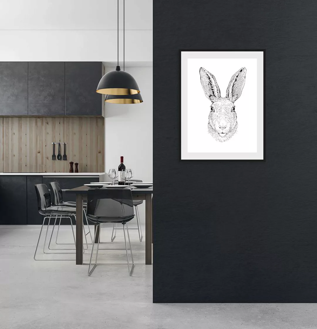 queence Bild "Tyra", Hase-Hasen-Schwarz-Weiß-Kunst-Haustiere, (1 St.), HD P günstig online kaufen