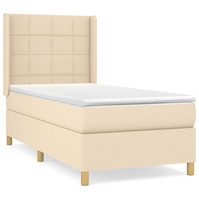 vidaXL Bettgestell Boxspringbett mit Matratze Creme 100x200 cm Stoff Bett B günstig online kaufen