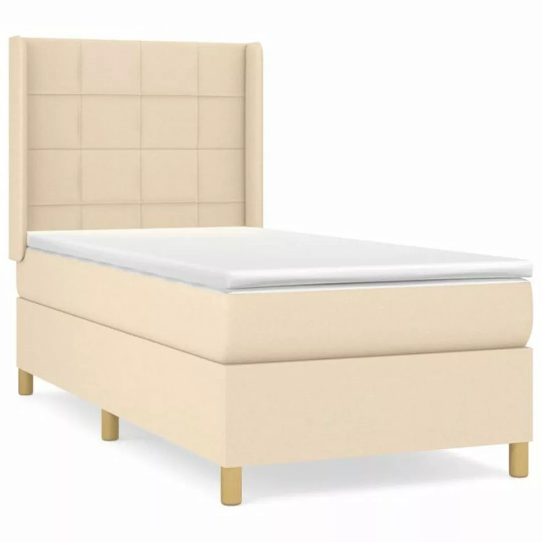 vidaXL Bettgestell Boxspringbett mit Matratze Creme 100x200 cm Stoff Bett B günstig online kaufen