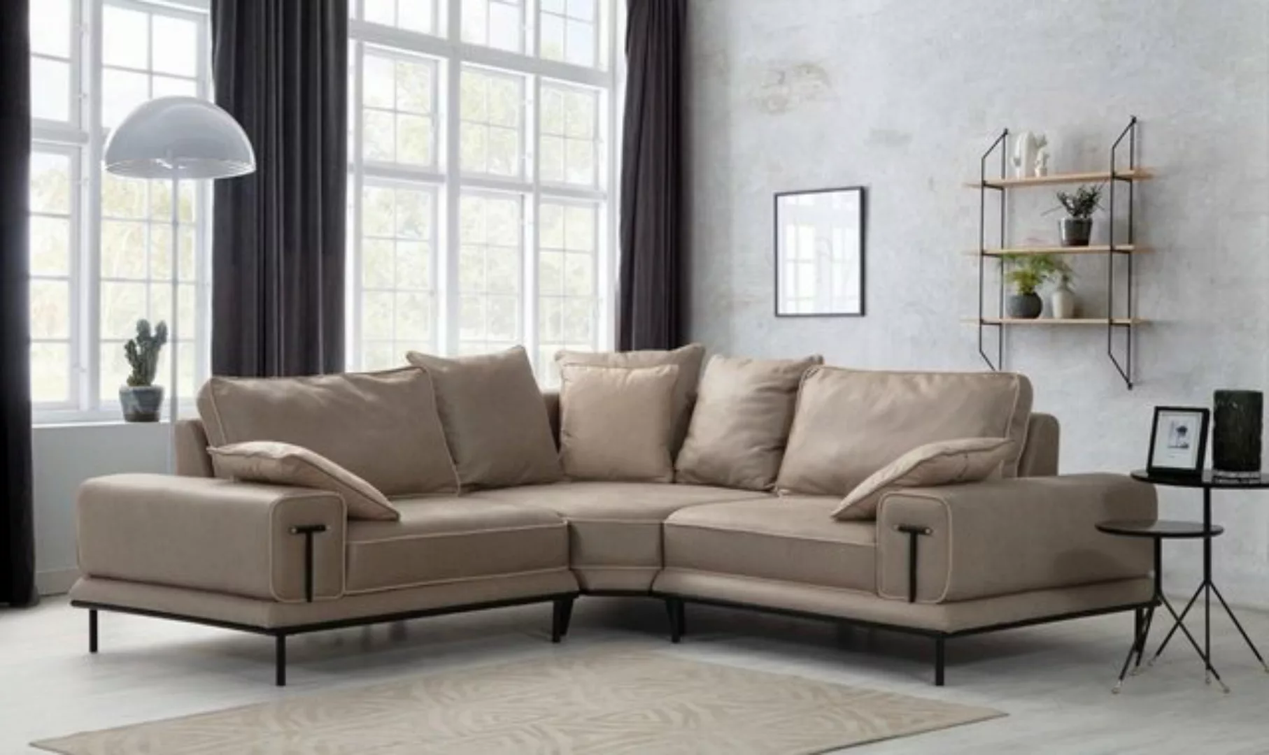 JVmoebel Ecksofa Modernes L-Form Beiges Ecksofa Stilvolle Wohnzimmer Couch günstig online kaufen