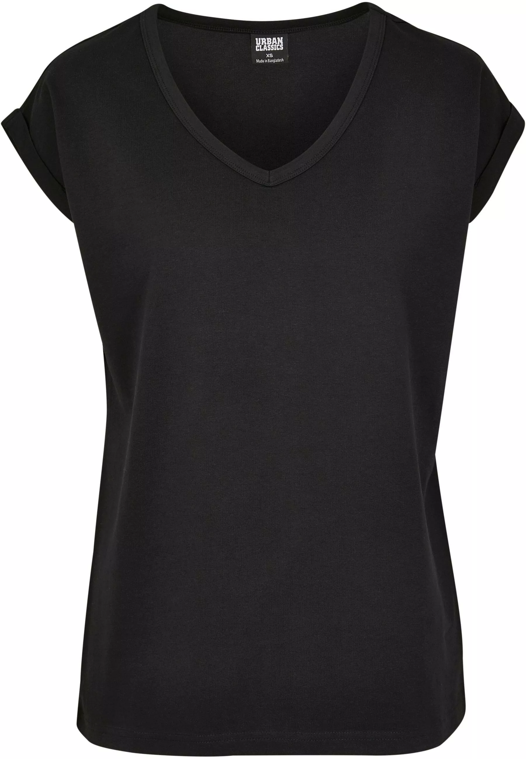 URBAN CLASSICS Kurzarmshirt "Urban Classics Damen Ladies Round V-Neck Exten günstig online kaufen