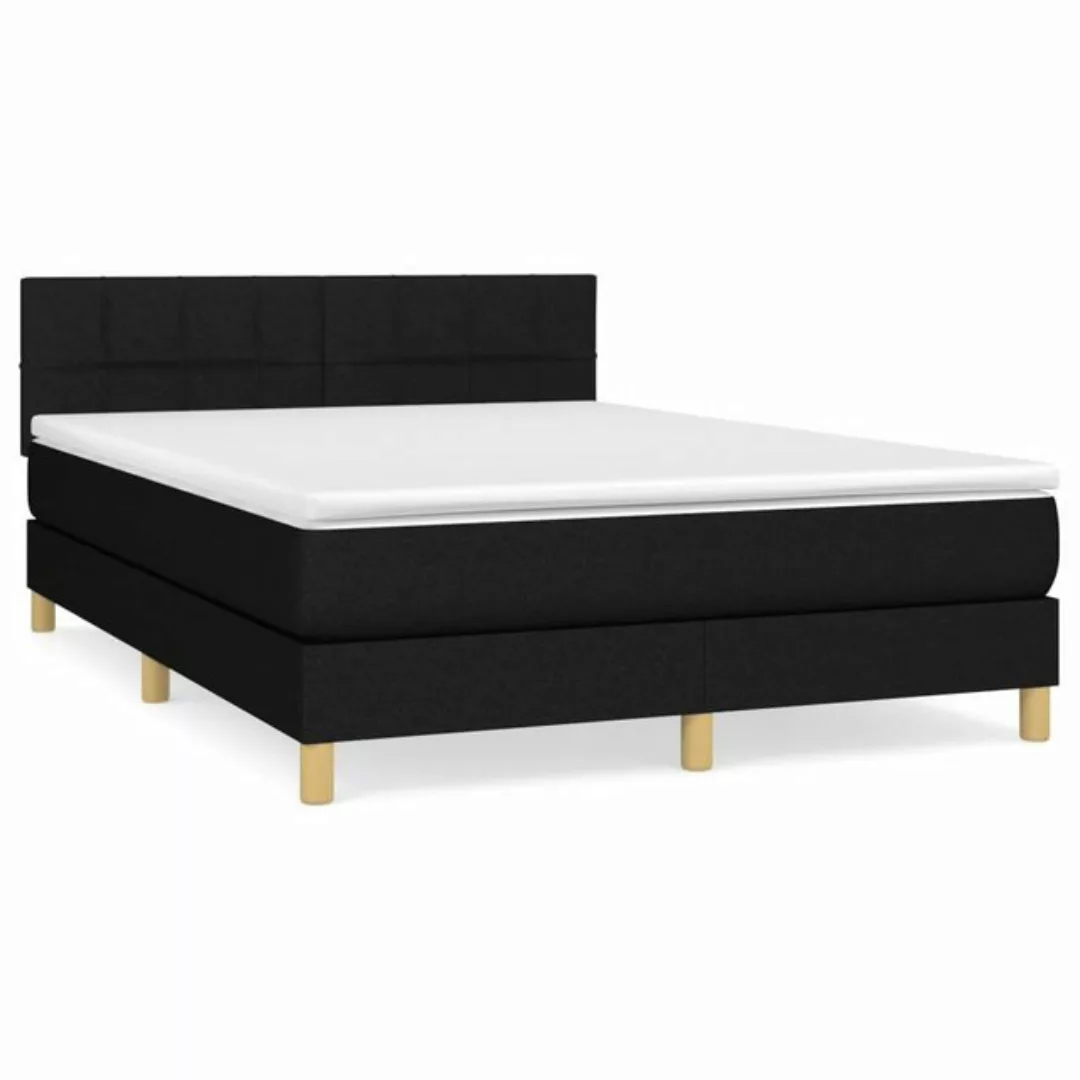 furnicato Bett Boxspringbett mit Matratze Schwarz 140x200 cm Stoff (1-tlg) günstig online kaufen