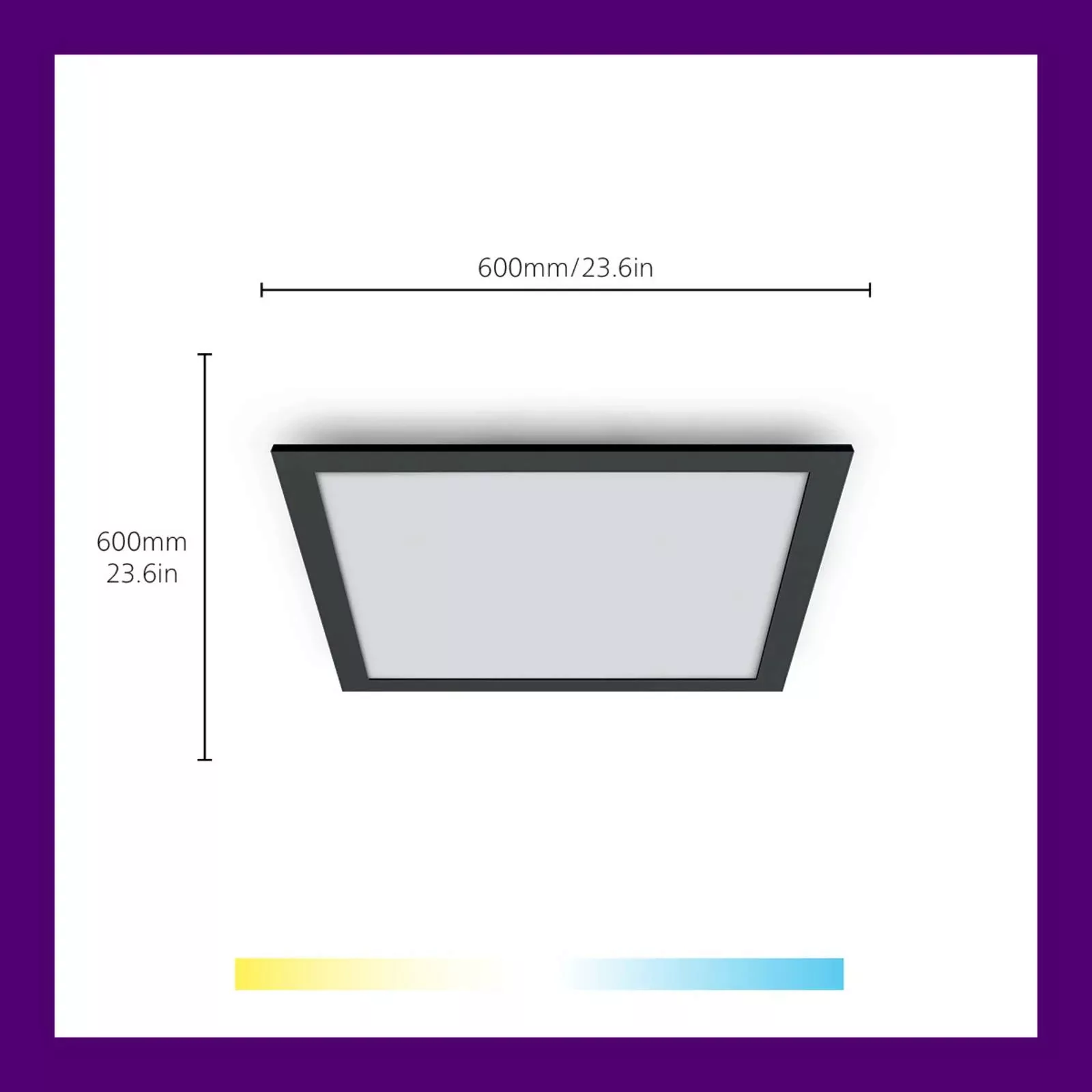 WiZ LED-Deckenleuchte Panel, schwarz, 60x60 cm günstig online kaufen