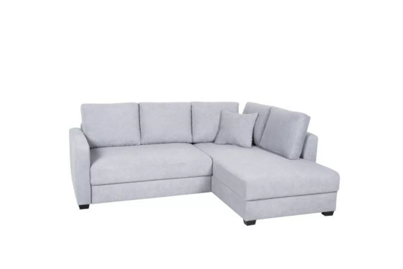 kleines Ecksofa mit Schlaffunktion und Bettkasten inkl Topper Grau 235 x 18 günstig online kaufen