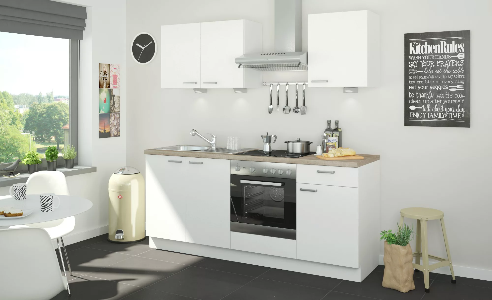 Küchenzeile mit Elektrogeräten  Binz ¦ weiß ¦ Maße (cm): B: 200 Küchen-onli günstig online kaufen