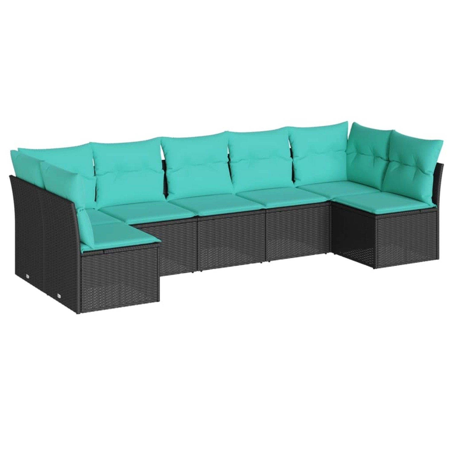 vidaXL 7-Tlg Garten-Sofagarnitur mit Kissen Schwarz Poly Rattan 3217427 günstig online kaufen