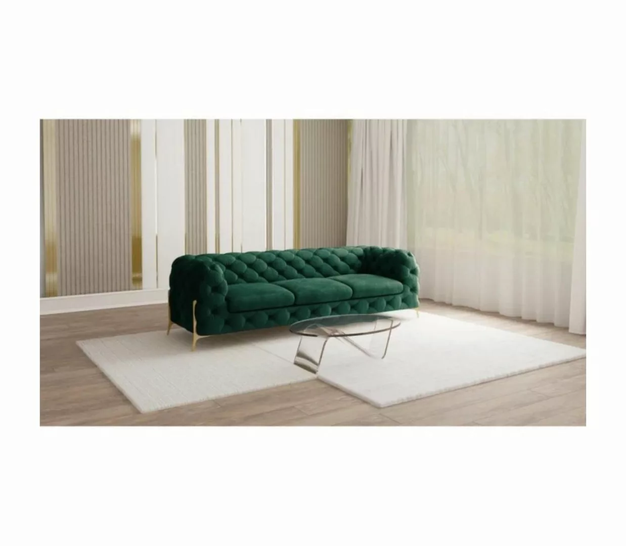 S-Style Möbel 3-Sitzer Ashley Chesterfield Sofa mit Goldene Metall Füßen, m günstig online kaufen