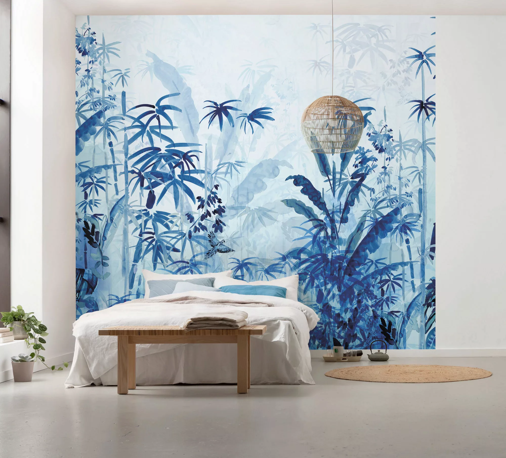 KOMAR Vlies Fototapete - Blue Jungle - Größe 300 x 280 cm mehrfarbig günstig online kaufen