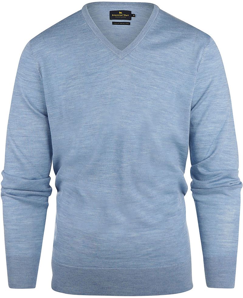 Steppin' Out Pullover V-Ausschnitt Merinowolle Sky Blue - Größe XXL günstig online kaufen