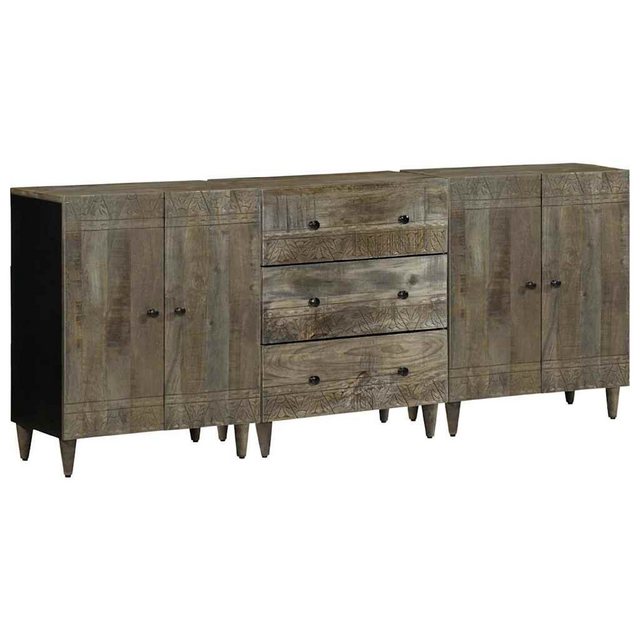 vidaXL Aktenschrank 3-tlg Sideboards Hellgrau 60x33,5x75 cm Massivholz Mang günstig online kaufen