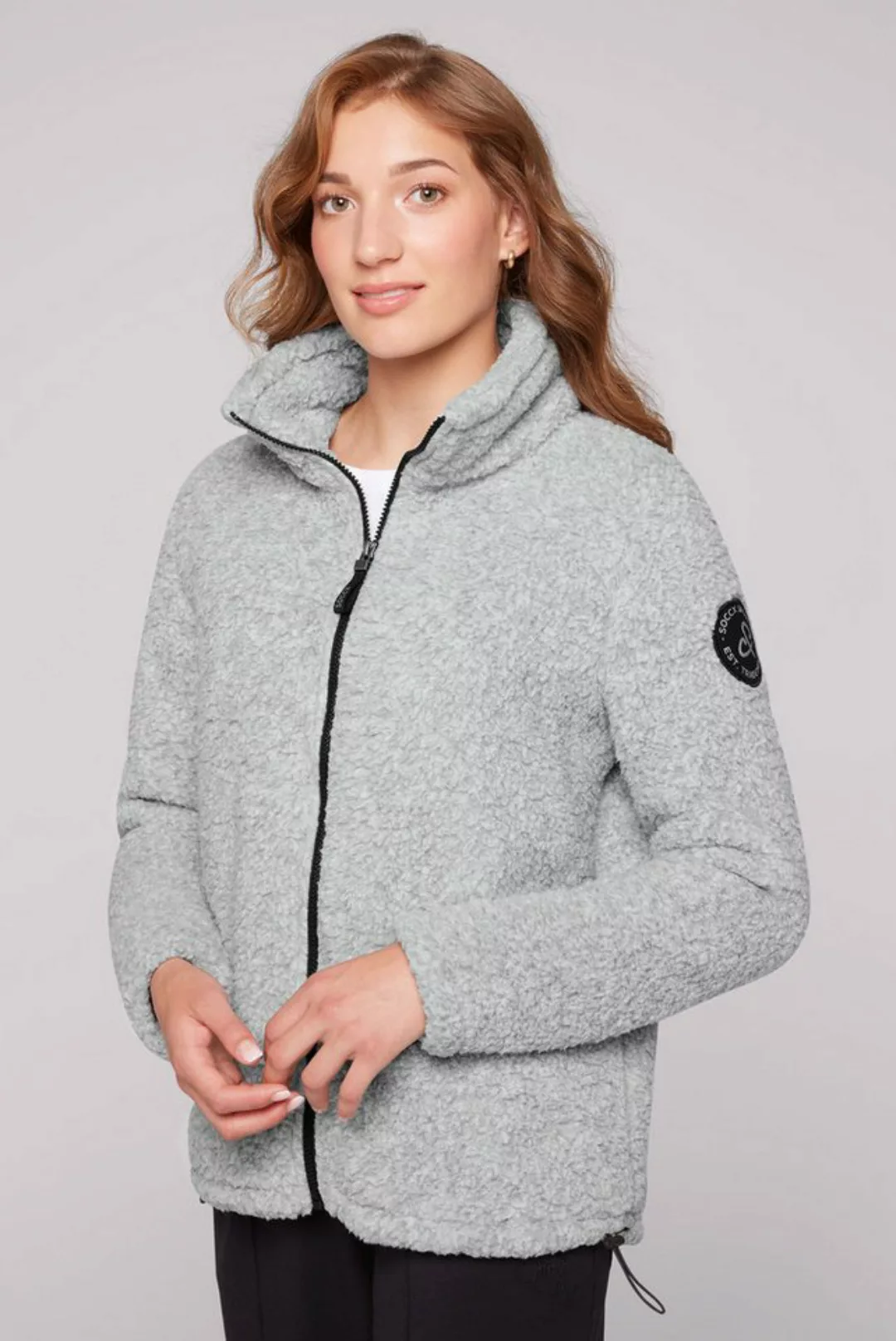 SOCCX Sweatjacke mit verstellbarem Gummizug im Saum günstig online kaufen