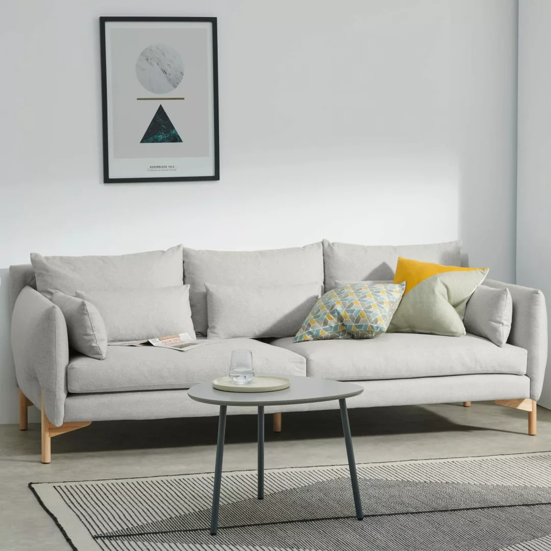 Amber 3-Sitzer Sofa, Steingrau und Eiche - MADE.com günstig online kaufen