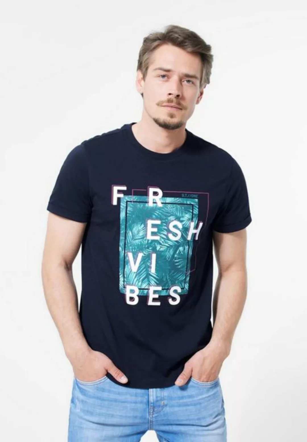 STREET ONE MEN T-Shirt, mit Frontprint günstig online kaufen