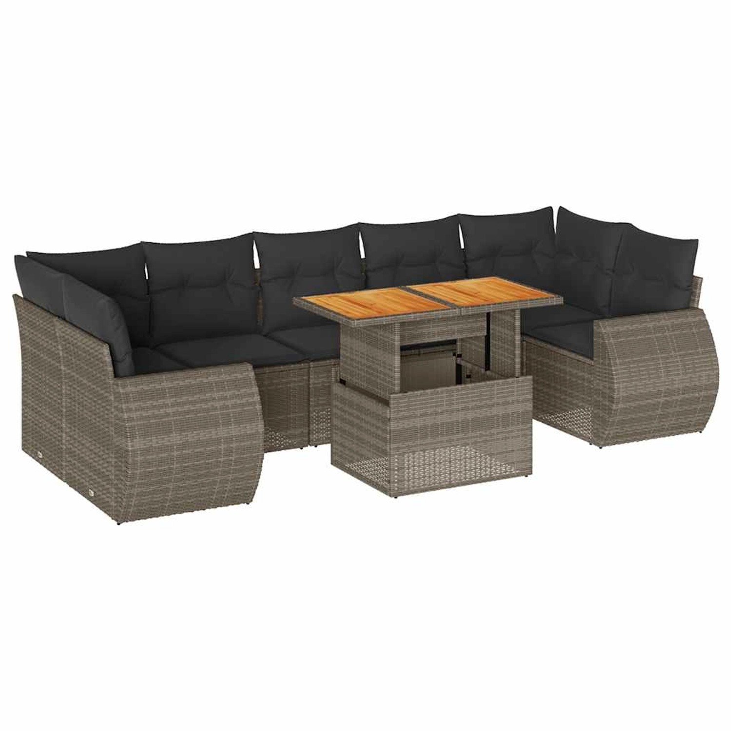 vidaXL 8-Tlg Garten-Sofagarnitur mit Kissen Grau Poly Rattan 3327238 günstig online kaufen