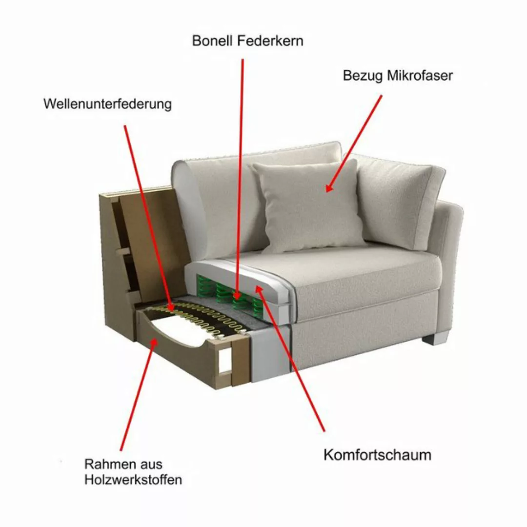 Furn.Design Sofa Hooge, 3-Sitzer in cremeweiß mit blau Landhaus, mit Bonell günstig online kaufen