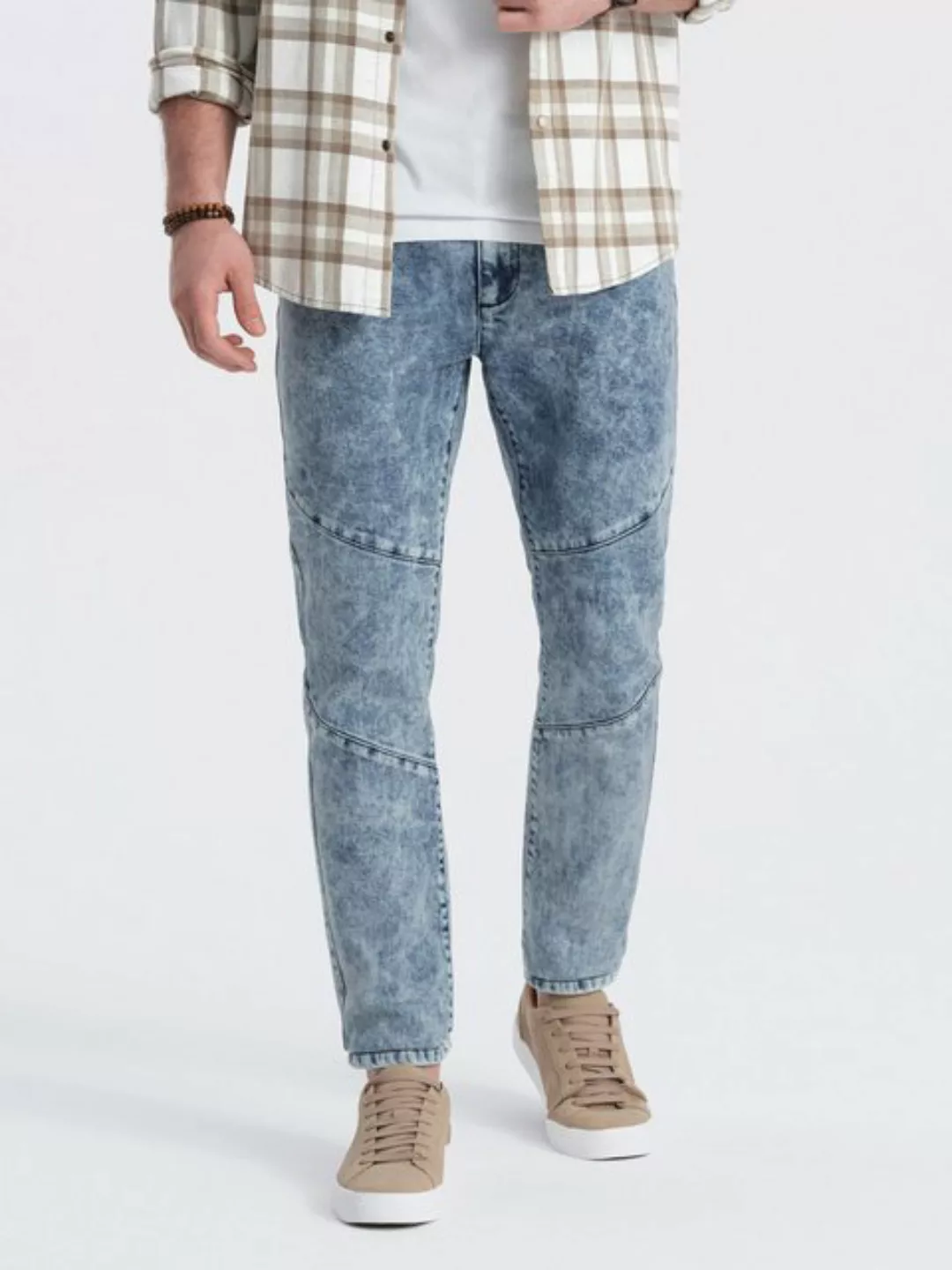 OMBRE Slim-fit-Jeans Jeanshose für Herren mit Nähten an den Knien günstig online kaufen