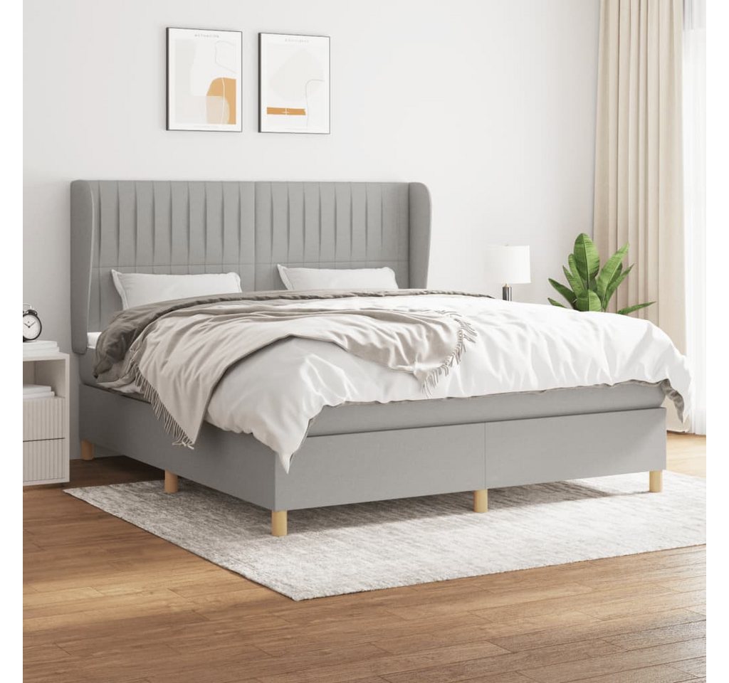 vidaXL Boxspringbett Boxspringbett mit Matratze Hellgrau 180x200 cm Stoff B günstig online kaufen