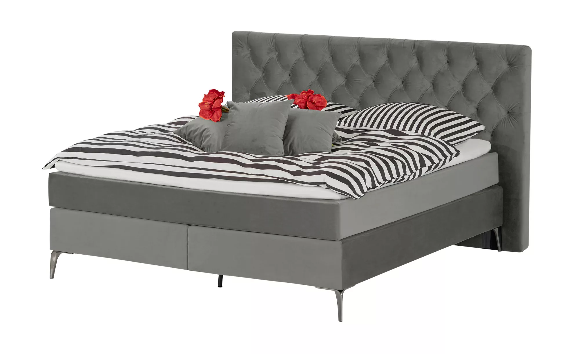 Boxspringbett  Laesa ¦ grau ¦ Maße (cm): B: 160 H: 122 Betten > Einzelbette günstig online kaufen