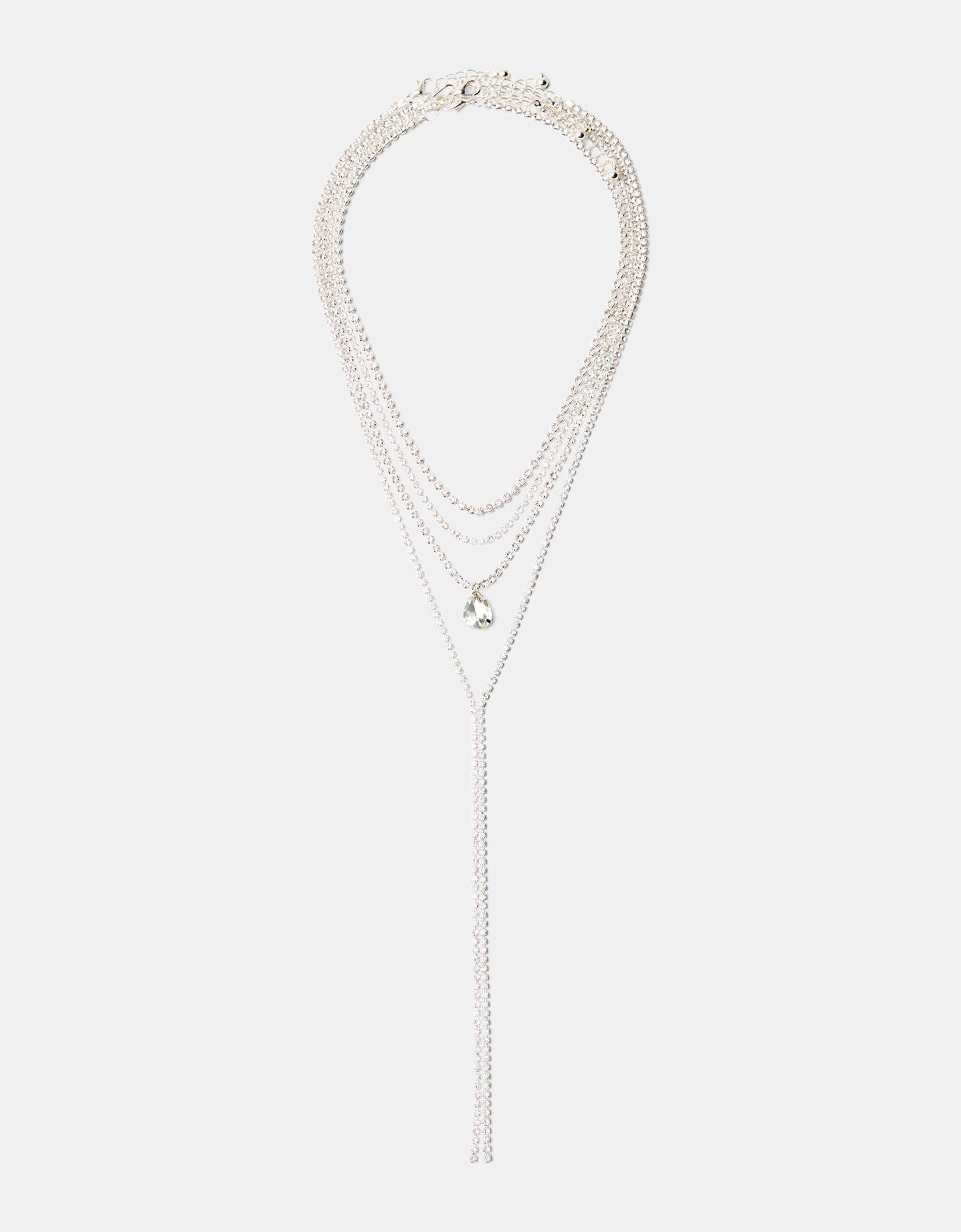 Bershka 4er-Pack Halsketten Signature Edition Damen Silber günstig online kaufen