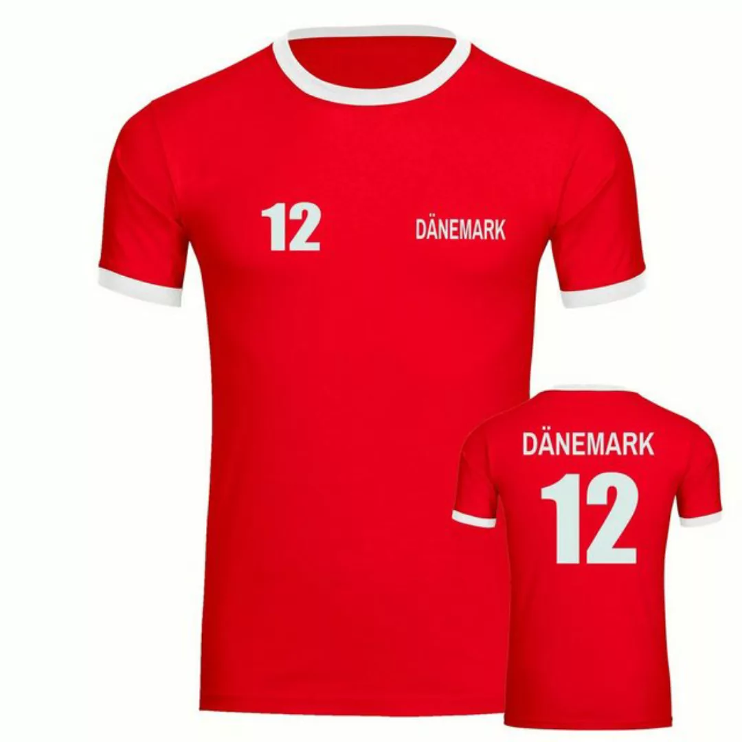 multifanshop T-Shirt Kontrast Dänemark - Trikot 12 - Männer günstig online kaufen