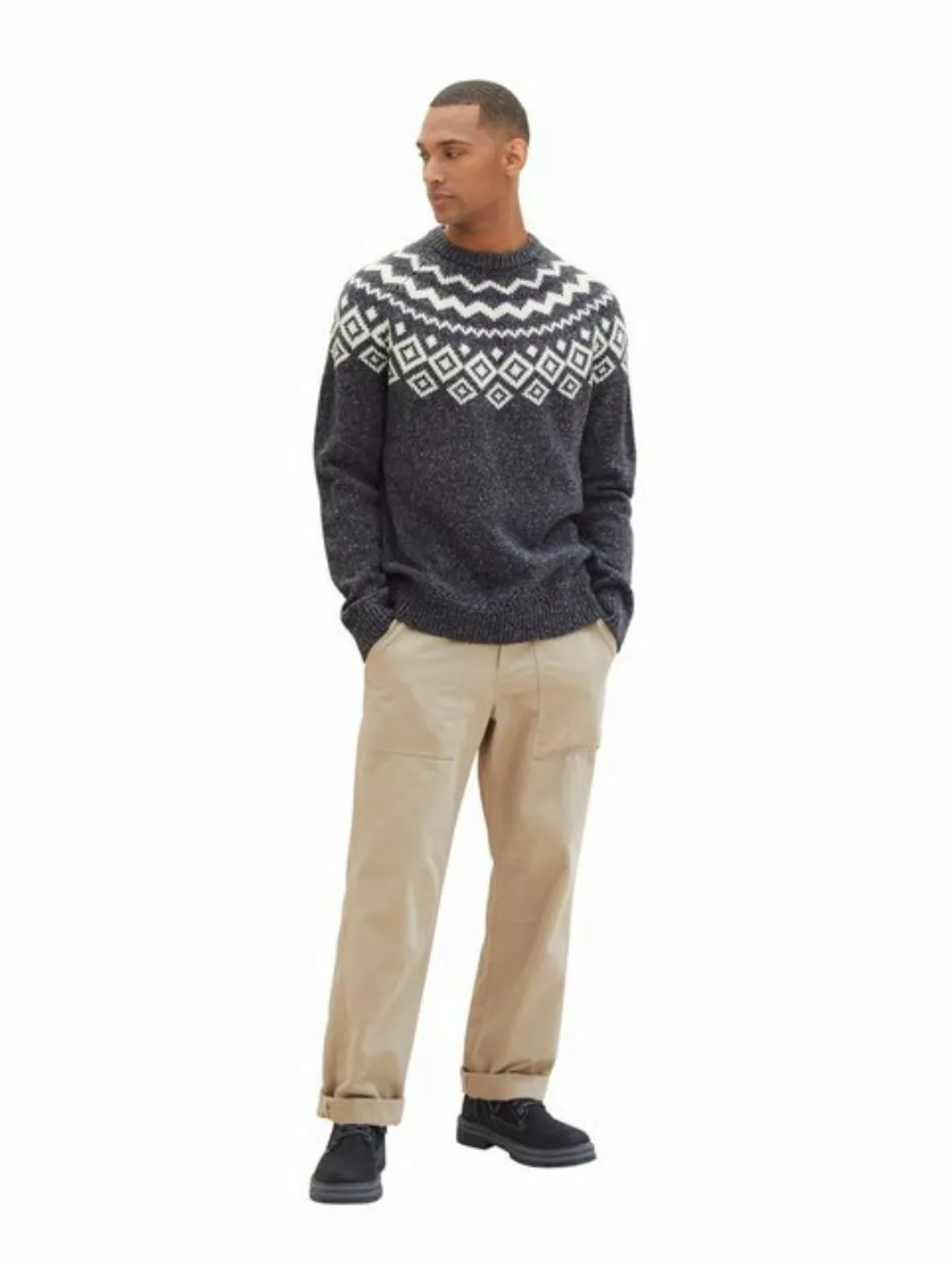 Tom Tailor Herren Rundhals Pullover STRUCTURED CREWNECK KNIT - Regular Fit günstig online kaufen