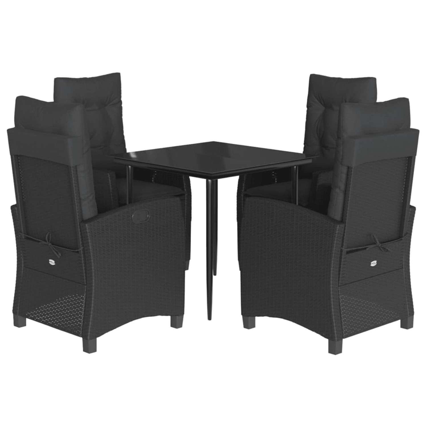 vidaXL 5-Tlg Garten-Essgruppe mit Kissen Schwarz Poly Rattan 3212743 günstig online kaufen