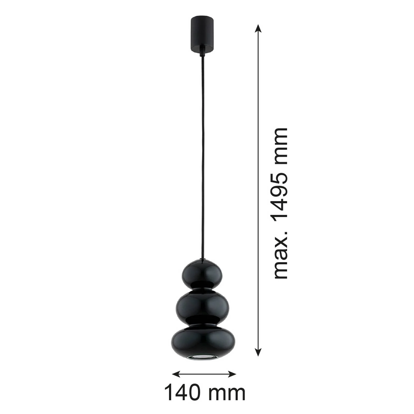 Hängeleuchte Oman, schwarz glänzend, Glas, Ø 14 cm günstig online kaufen