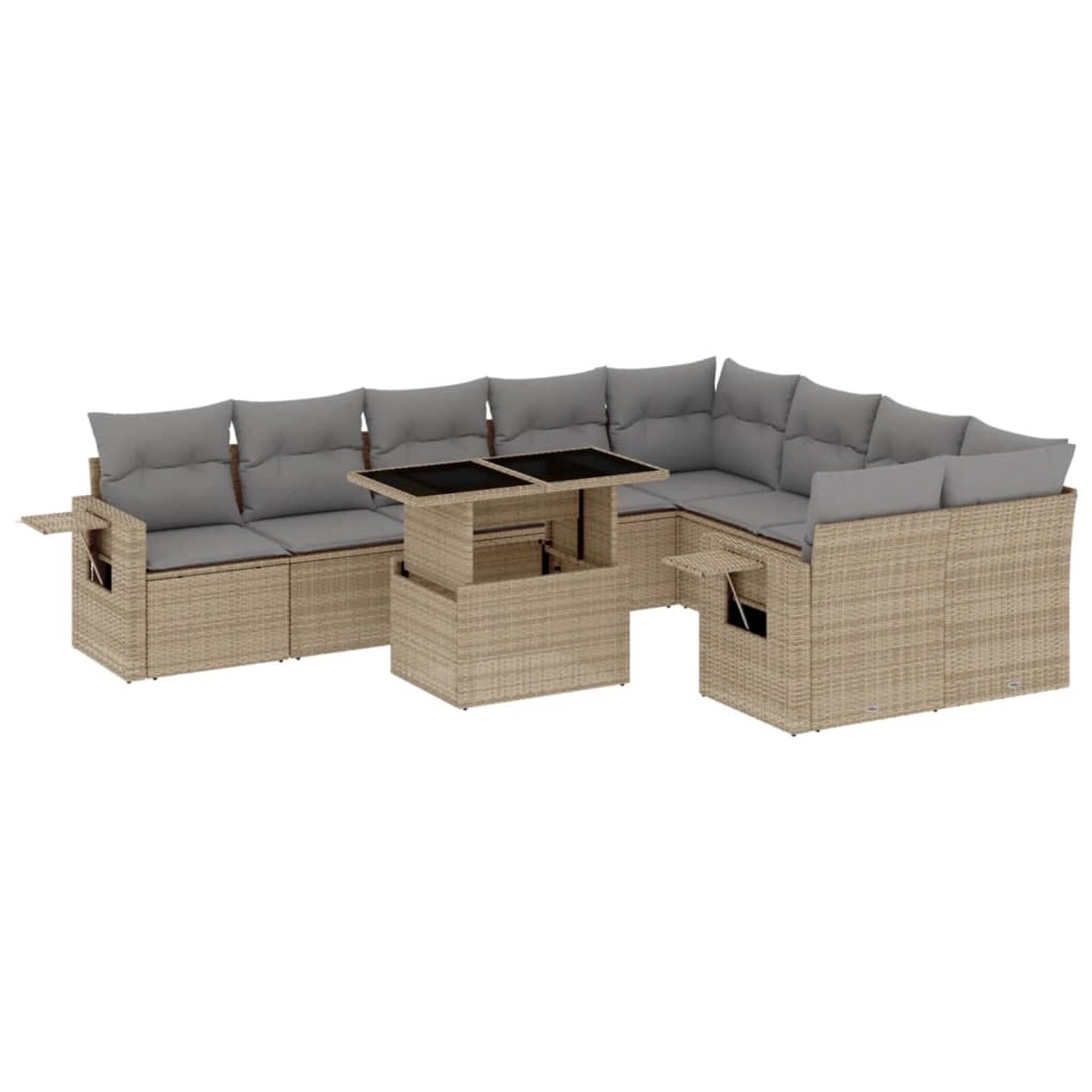 vidaXL 10-tlg Garten-Sofagarnitur mit Kissen Beige Poly Rattan Modell 221 günstig online kaufen