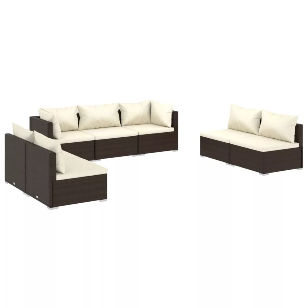 Vidaxl 7-tlg. Garten-lounge-set Mit Kissen Poly Rattan Braun günstig online kaufen