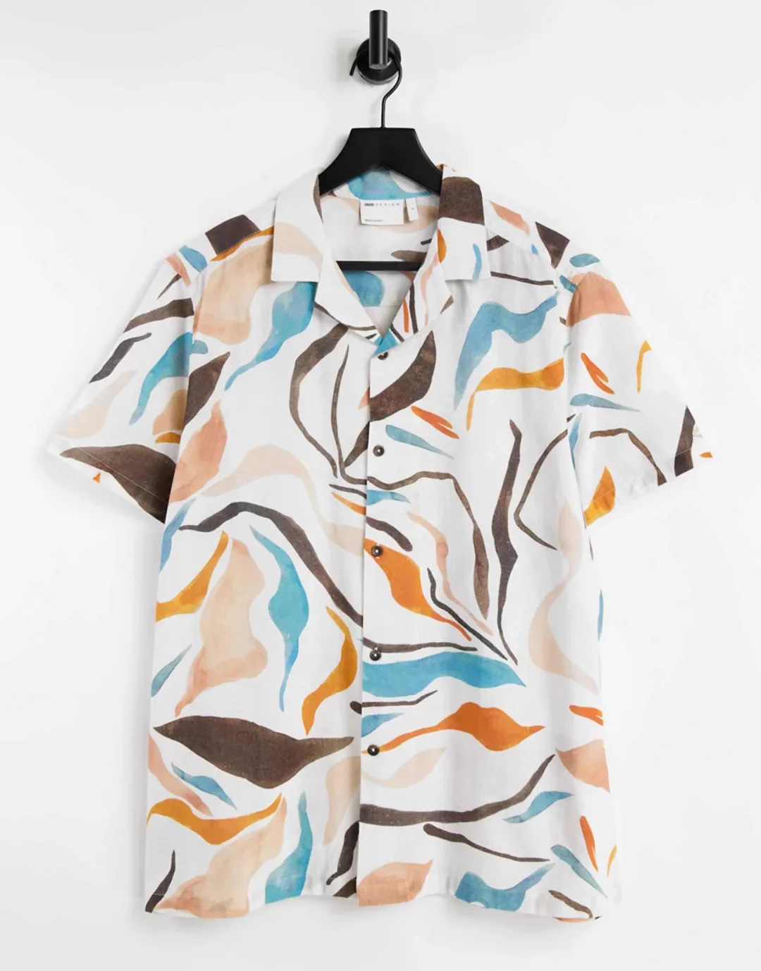 ASOS DESIGN – Locker geschnittenes Hemd aus Leinengemisch mit Reverskragen günstig online kaufen