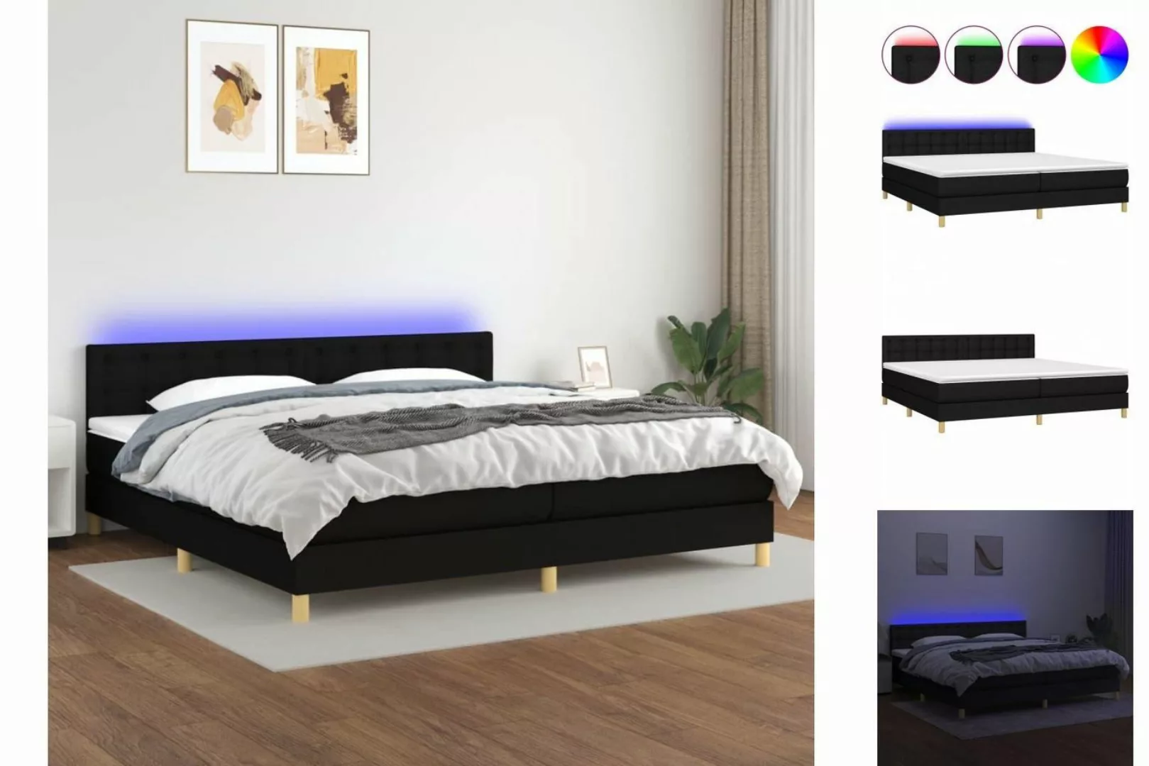 vidaXL Boxspringbett Bett Boxspringbett komplett mit Matratze & LED Stoff ( günstig online kaufen