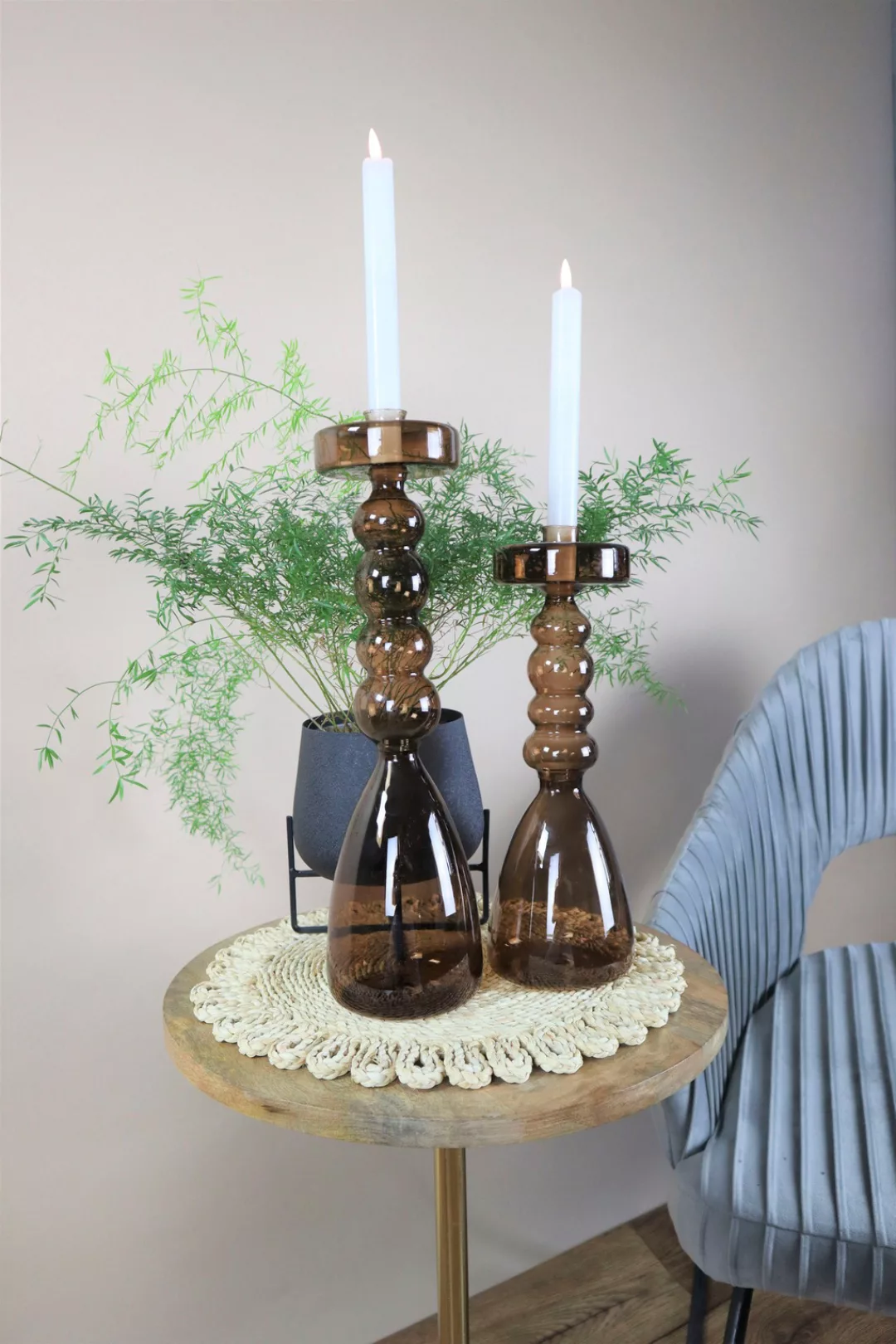 Leonique Kerzenleuchter »Lorrely«, (Set, 2 St.), Stabkerzenhalter aus Glas, günstig online kaufen